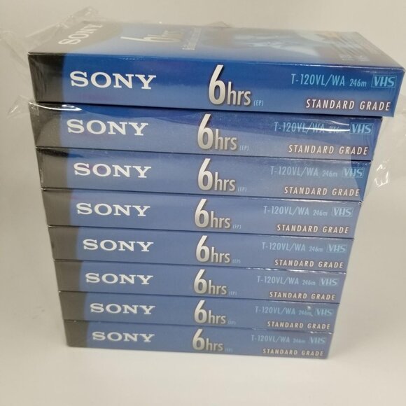 Sony 6 Hour VHS Tapes T-120 Standard Grade Lot of  8 New Sealed Vintage - Picture 4 of 4